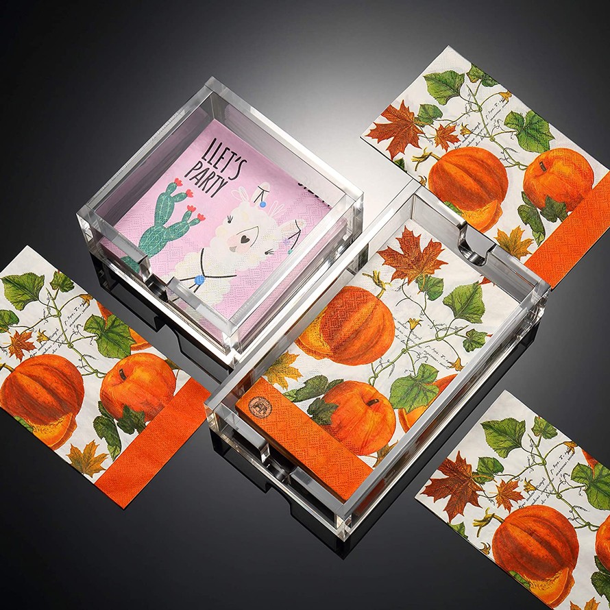 servilletero transparente de lucita y acrílico para toallas de invitados